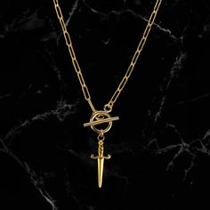 Dagard Necklace – While Odin Sleeps Dagger Necklace, Charm School, An Email, Steel Jewelry, Gold Plate, Plating, Gold