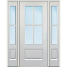 a white double door with glass panels