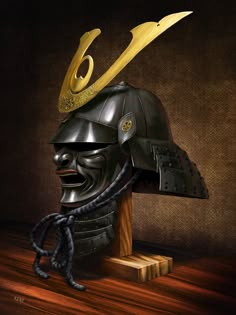 Samurai helmet by Renegraphics.deviantart.com on @DeviantArt Escudo Viking, Gift For My Husband, Armadura Cosplay, Helmet Tattoo, Samurai Tattoo Design, Warrior Helmet