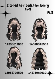 Black And Blonde, Tone Hair, Anime Hair, Hair Reference, Roblox Codes, Hair Designs