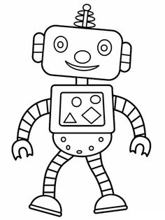 a coloring page with an image of a robot