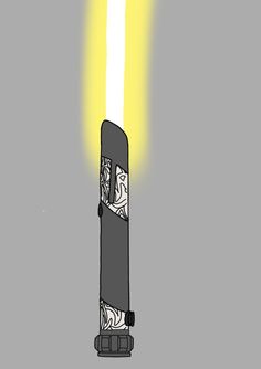 a drawing of a lighter with yellow light coming out of it's back end