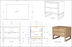 the plans for an end table with drawers