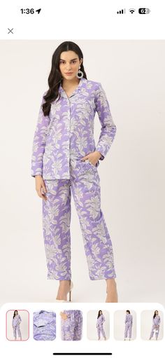 Beautiful HandBlock Print 100% cotton nightsuit includes full sleeves shirt with a pocket, elasticated pyjama pants with two pockets! comes wrapped in a bag. the Jaipuri block print makes it so unique and the soft breatheable cotton makes it the perfect loungewear set to laze around in the house.its so cozy and gets very soft with each wash. the pajama set is a relaxed fit and its made with love by the artisans of Jaipur,india  MODEL IS WEARING SIZE M SIZE CHART ATTACHED IN PICS. Purple Floral Print Cotton Sets, Purple Cotton Loungewear Sets, Purple Cotton Sleepover Set, Purple Cotton Pajama Party Sets, Purple Cotton Sleepwear Set, Purple Long Sleeve Pajama Party Sets, Purple Cotton Sleepwear For Pajama Party, Purple Floral Print Sleepwear For Loungewear, Purple Floral Print Sleepwear