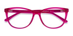 Pink horn eyeglasses available in variety of colors to match any outfit. These stylish full-rim, medium sized acetate eyeglasses include free single-vision prescription lenses, a case and a cleaning cloth. Pink Frame Glasses, Nora Universe, Pink Glasses Frames, Unique Glasses Frames, Pink Eyeglasses, Funky Glasses, Unique Glasses, Pink Glasses, Eye Spy