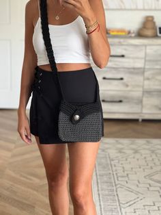 Crochet Crossbody Bag Women Knitted Shoulder Bag Macrame - Etsy Everyday Macrame Crochet Crossbody Bag, Black Macrame Crochet Bag For Everyday Use, Casual Black Crochet Bag For Gift, Black Rectangular Macrame Bag, Macrame Summer, Crochet Crossbody Bag, Bag Macrame, Retro Bags, Women Purse