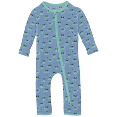 Boy's Print Bamboo Coverall with 2-Way Zipper - Dream Blue Bespeckled Frogs Baby & Toddler Sleepwear Play Outfit, Boys Sleepwear, Kickee Pants, Make Believe, Free Product, Baby Warmer, Hoodie Girl, Muslin Cotton, 2 Way