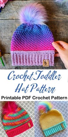 crochet toddler hat pattern with pom poms