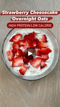 strawberry cheesecake overnight oats with high protein low calorie