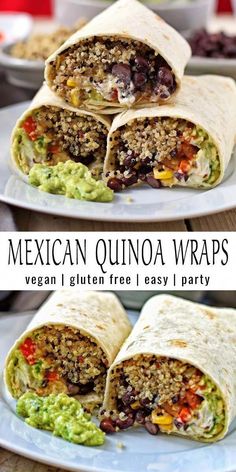 mexican quinoa wraps with guacamole and black beans