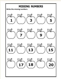 the missing numbers worksheet with apples