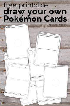 the free printable pokemon card game is shown in four different positions, including one for each