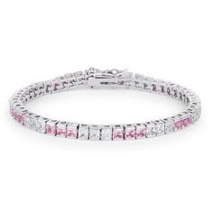 There is just no comparison to a sparkling bracelet that shimmers with pink and clear CZ sparkles over a rhodium setting. This bracelet features princess cut cubic zirconia that adds a bit of flash to an elegant piece of jewelry. No Comparison, Sparkle Bracelet, Cubic Zirconia Bracelet, Cool Gifts For Women, Affordable Jewelry, Brass Jewelry, Style Classic, Princess Cut, Base Metal