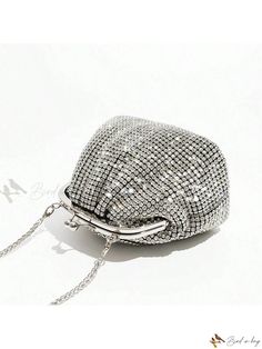 Bird in Bag - Glamorous Diamond Embellished Evening Bag Party Shoulder Bag Pouch With Silver-tone Hardware, Party Pouch Bag With Silver-tone Hardware, Silver Tote Bag For Party, Silver Rhinestone Pouch Bag, Glamorous Event Bags With Silver-tone Hardware, Glamorous Bags With Silver-tone Hardware For Events, Party Handheld Bag With Silver-tone Hardware, Trendy Party Bags With Silver-tone Hardware, Trendy Party Bag With Silver-tone Hardware