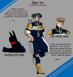 an info sheet describing the different types of batman costumes