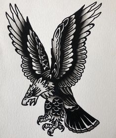 a drawing of an eagle flying in the air