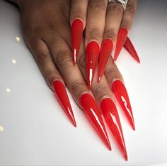 Red Stilettos Nails, Red Jelly Stiletto Nails, Stiletto Red Nails, Red Pointy Nails, Red Stiletto Nails Designs, Red Nails Stiletto, Nails Pattern, Red Stiletto Nails, Pattern Nails