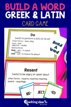 the greek and latin word card game