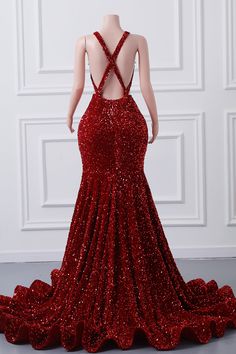 Robes de bal de sirène rouge brillant à paillettes rouges de luxe en cristal en cristal de perle chère longue fête formelle robes de soirée pour filles noires Sequin Prom Dresses Mermaid, Gowns Dresses Evening, Long Party Dresses, Pailin, Prom Dresses Mermaid, Dresses Luxury, Prom Dresses Gowns, Long Prom Gowns, Prom Dresses Two Piece