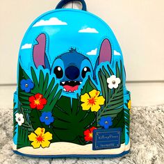 Disney Stitch 2022 Loungefly Backpack Disney Blue Standard Backpack, Blue Disney Travel Backpack, Blue Disney Backpack For Travel, Blue Backpack For Disney Fan Events, Loungefly Backpack, Loungefly Bag, Disney Stitch, Stitch Disney, Vera Bradley Backpack