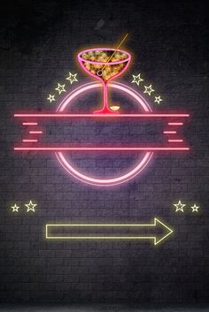 a neon sign with a martini glass on it