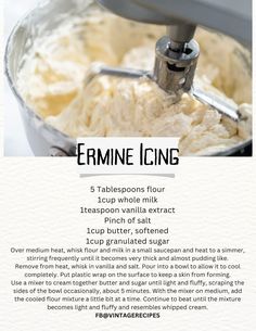 the ingredients for an ice cream recipe are shown in this poster, with information about how to use it