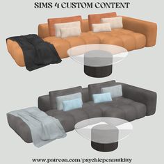 an image of a couch and table with pillows on it for the sims 4 custom content