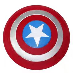 the captain's shield is red and white with a silver star on it,