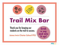 a poster with the words trail mix bar on it