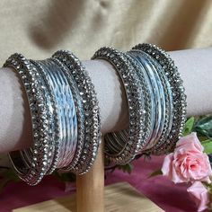 A set of bangles for both arms in silver     Ready to ship 📦 Silver Bohemian Cuff Bracelet For Party, Bohemian Silver Cuff Bracelet For Parties, Silver Round Bracelets For Party, Bohemian Silver Cuff Bracelet With Silver Beads, Bohemian Silver Stackable Cuff Bracelet, Silver Stackable Bohemian Cuff Bracelet, Bohemian Silver Bracelets For Festive Occasion, Festive Silver Cuff Bangle Bracelet, Bohemian Silver Bracelet For Festive Occasion