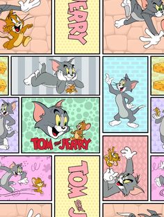 an image of tom and jerry characters in cartoon style pictures with the words tom and jerry on them