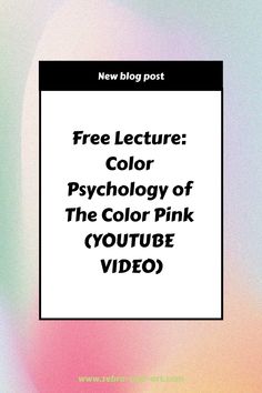 Pink is a beautiful color. Interested in the color psychology? Watch my free lecture about the color psychology of pink. Its a free lecture of a complete online course on udemy. Check out the discount code in the youtube video description if you want to enroll.