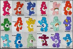 a bunch of different colored teddy bears with the words which of your facebook friends most like these bears?