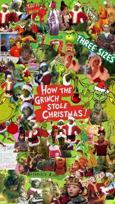 the grinch stole christmas collage is featured in this image with many different pictures