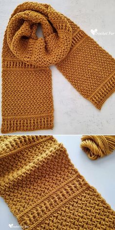 two pictures showing how to knit a scarf