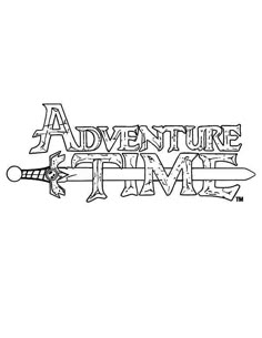 the adventure time logo is shown in black and white