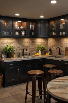 Add a touch of elegance to your basement kitchen with gold accents, marble counters, and chic finishes. Small spaces deserve luxurious touches too! 💎✨ #LuxuryDesign #SmallKitchenInspo #BasementLuxury #SophisticatedSpaces Small Basement Kitchens, Kitchen With Gold Accents, Basement Kitchens, Basement Kitchen Ideas, Small Basement Kitchen, Stylish Small Kitchen, Luxury Vibes, Marble Counters, Basement Kitchen