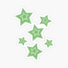 five green stars stickers on a white background