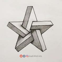 a pencil drawing of a star with four intersecting lines in the shape of a cross