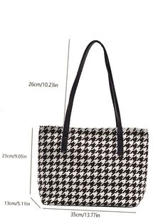 Bag For Love - Houndstooth Pattern Shoulder Tote Bag - Women Shoulder Bags Product Description Color Black and White Strap Type Double Handle Style Elegant Pattern Type Houndstooth Bag Size Medium Quantity 1 piece Type Shoulder Tote Bag Coating 100% Polyurethane Composition 100% Polyester Material PU Leather Size Chart INCH CM Size Bag Width Bag Height Bag Length one-size 5.1 9.1 13.8 Size Bag Width Bag Height Bag Length one-size 13 23 35 Similar Products h2 { text-align: center; } .red-box { wi Everyday Houndstooth Shoulder Bag, Houndstooth Shoulder Bag For Everyday Use, Rectangular Houndstooth Bag For Daily Use, Chic Houndstooth Pattern Bags For Everyday Use, Daily Use Rectangular Bag With Houndstooth Pattern, Rectangular Houndstooth Shoulder Bag For Daily Use, Rectangular Houndstooth Pattern Bag For Daily Use, Chic Houndstooth Shoulder Bag For Daily Use, Daily Use Houndstooth Shoulder Bag