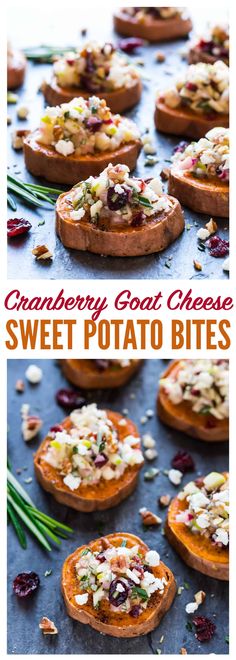 cranberry goat cheese sweet potato bites are the perfect appetizer for any holiday gathering