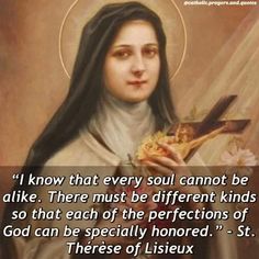 an image of the immaculate mary holding a crucifix with a quote from st theresa of lisieux