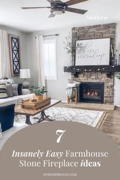 Ready for some serious fireplace inspiration? These rustic farmhouse stone fireplace ideas are sure stir up excitement as you reimagine your living area as an inviting gathering spot or snug reading retreat.These standout designs bring together earthy elements with elegant style whilst stealing hearts along, the fire spews warmth all around. Don't miss out on transforming not just an area but heart-space. Get started creating unforgettable moments right at-home now! Stone Fireplace Ideas, Reading Retreat, Rustic Stone Fireplace, Fireplace Inspiration, Earthy Elements, Rustic Stone, Fireplace Ideas