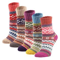 PRICES MAY VARY. Great Gifts Choice: Everybody needs more socks. YZKKE winter warm wool cotton socks make the perfect present for hikers, outdoor walkers, perfect for christmas days or daily wear. Beautiful design for the coming Christmas festival. you also could choose for your girlfriend, daughter, wife, Mother, Mom, as birthdays, Christmas gift. or as women socks gift. SIZE & CARE : 5 pack Womens wool socks come is a standard US SIZE that fit shoe sizes from US 5 - 9, so everyone can enjoy th Womens Wool Socks, Knitted Socks, Girly Gifts, Winter Socks, Warm Socks, Vintage Winter, Wool Socks, Sock Gifts, Boot Socks