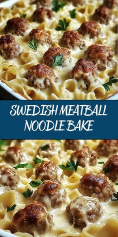 swedish meatball noodle bake is an easy and delicious appetizer that's ready in under 30 minutes