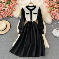 Materials: other Size: one size Color: white, black Sunday Dress, Casual College Outfits, Knit Bottom, Ribbed Knit Dress, Slim Fit Dresses, Knit Skirt, College Outfits, Dress Fashion, Beautiful Fashion