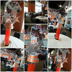 multiple shots of the trophy being displayed at an event