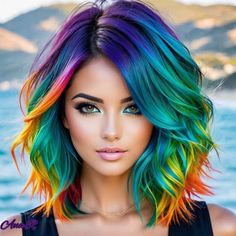 Fun Hair Dye Ideas, Rainbow Vomit, Galaxy Hair Color, Bright Purple Hair, Exotic Hair Color, Beginner Photographer, Edgy Hair Color, Hairstyles Color, Galaxy Hair