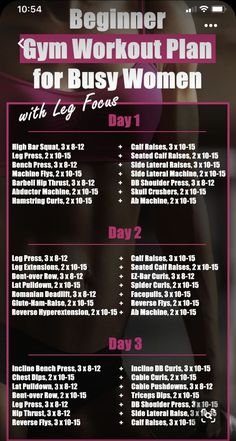 the beginner gym workout plan for busy women with leg folls day 1