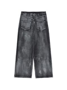 This is a casual and trendy denim pants that has a high quality wax coating detail. With curved silhouette towards the hem and back pocket detail on the front, it will stand out from your casual streetwear outfit. Wax coating detailCurved silhouette on the hemBack pocket on the front Edgy Washed Black Pants With Pockets, Washed Black Streetwear Bottoms With Belt Loops, Washed Black Straight Leg Jeans For Streetwear, Washed Black Jeans With Side Pockets For Streetwear, Washed Black Bottoms With Belt Loops For Streetwear, Edgy Washed Pants For Streetwear, Grunge Streetwear Pants With Five Pockets, Grunge Jeans With Side Pockets For Streetwear, Trendy Streetwear Pants With Standard Cut Leg